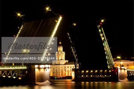 Bridge over Neva river in St.Petersburg at evening. My other pictures of Saint Petersburg.