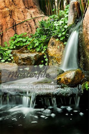 Japanese Zen Rock Garden Waterfalls in slow shutter.