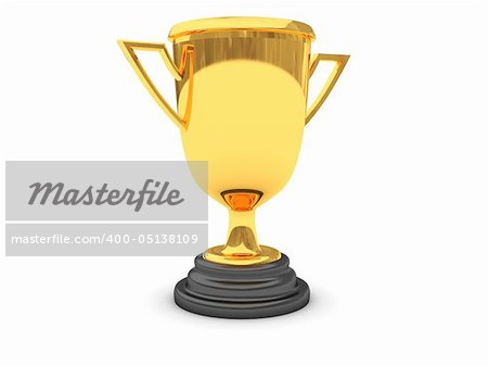 3d illustration of golden cup over white background