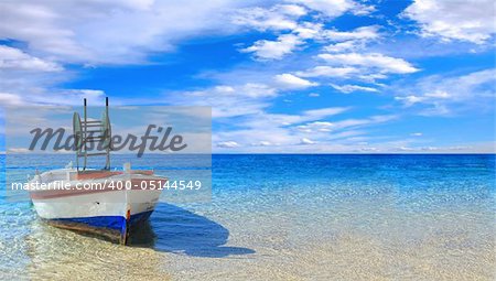 Fishing boat in the Ionian sea in Greece