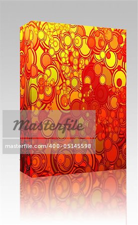 Software package box Retro abstract psychedelic multicolored circle pattern design