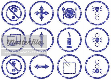 Gadget icons set. Grunge. White - dark blue palette. Vector illustration.