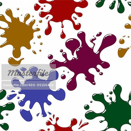 Abstract splash background. Seamless. Multicolor palette on white. Vector illustration.