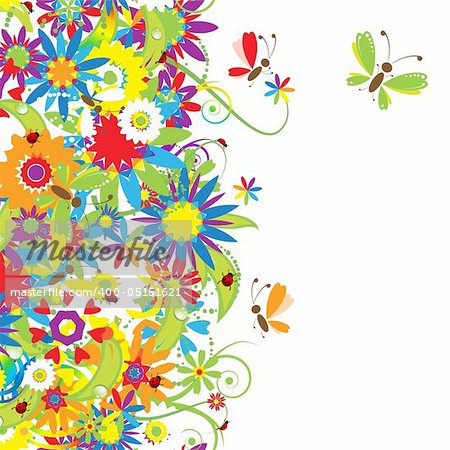 Summer day. Floral seamless background for your design