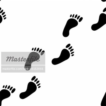 Abstract footprint background. Seamless. Black-and-white palette. Vector illustration.