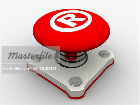 Red start button on a metal platform