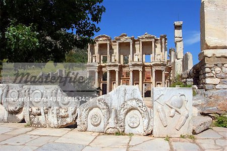 Facade of ancient Celsius Library in Ephesus, Turkey