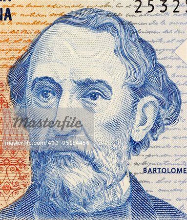 Bartolome Mitre on 2 Pesos 1997 Banknote from Argentina. Statesman, author, military figure and president during 1862-1868.