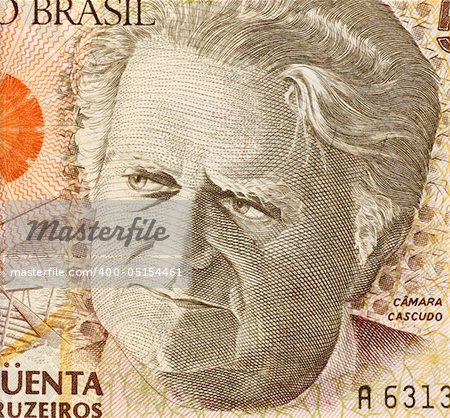 Camara Cascudo on 50000 Cruzerios 1992 Banknote from Brazil. Anthropologist, folklorist, historian, lawyer, journalist and lexicographer.