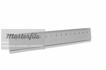 15 cm aluminium ruler isolated on white