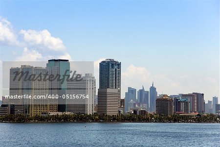 high rise condominiums lining manilas baywalk and ermita waterfront districts seen from manila bay