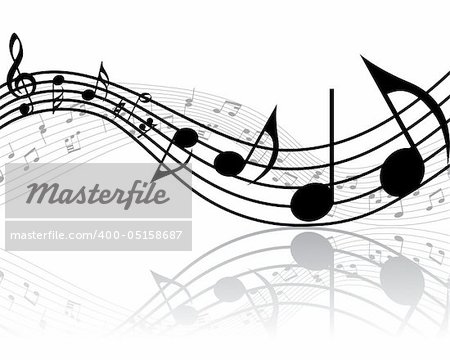 Vector musical notes staff background for design use