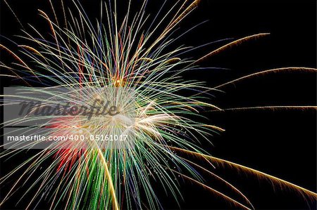 fireworks explodes on black background