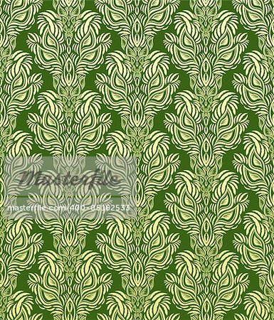 Vector green and gold decorative royal seamless floral ornament