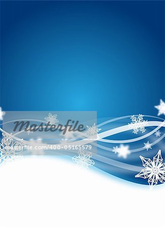 abstract blue winter flyer design with snowflakes