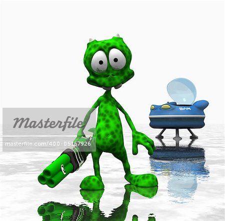 3d render of cartoon alien character