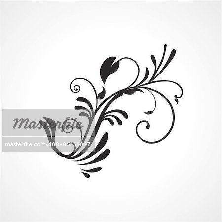 white background with isolated black floral tattoo