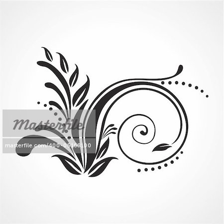 isolated black floral pattern tattoo on white background