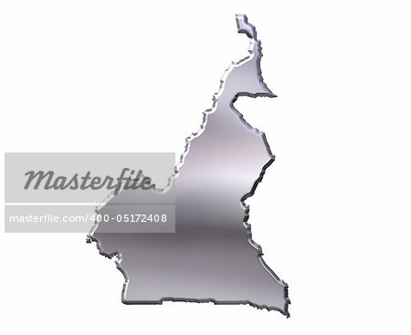 Cameroon 3d silver map isolated in white