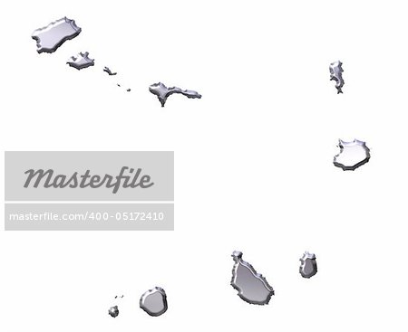 Cape Verde 3d silver map isolated in white