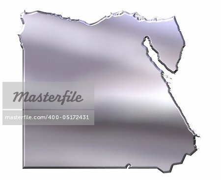 Egypt 3d silver map isolated in white