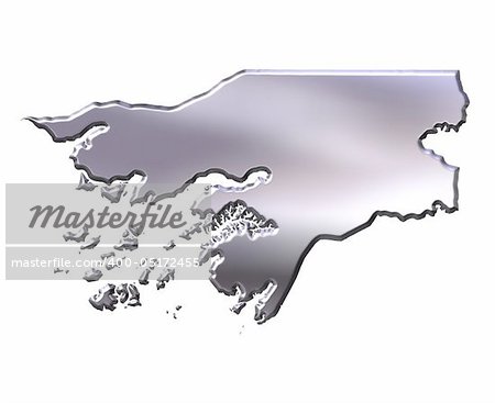 Guinea Bissau 3d silver map isolated in white