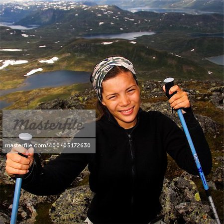 Woman hiker in Jotunheimen national park, Norway