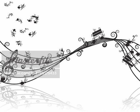 Vector musical notes staff background for design use