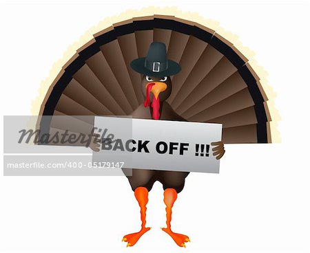 angry cartoon turkey with banner