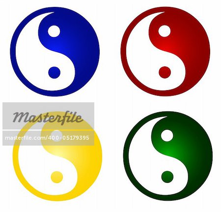 set of colorful ying and yang symbols