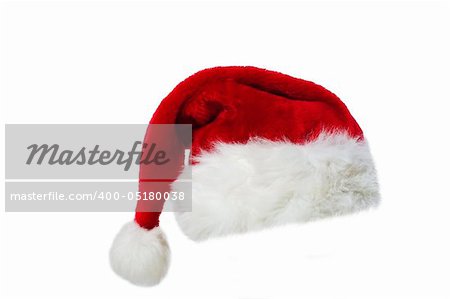 Santa's red hat isolated over white background