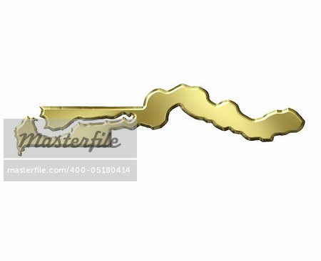 Gambia 3d golden map isolated in white