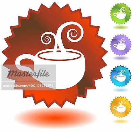 Set of 5 seal icons - coffee cup.