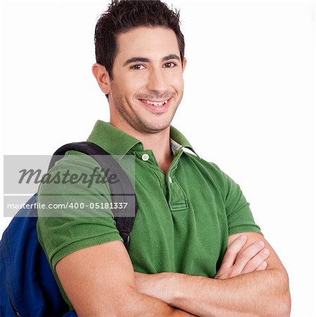 Portrait of a Young student smiling in a studio