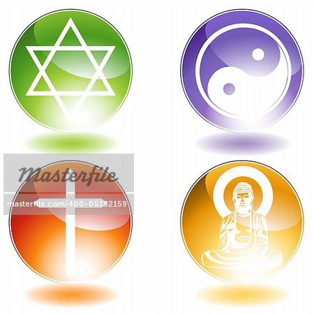 Set of 4 religious symbols.