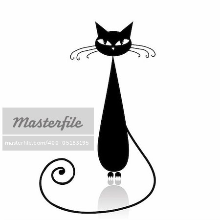 Black cat silhouette for your design