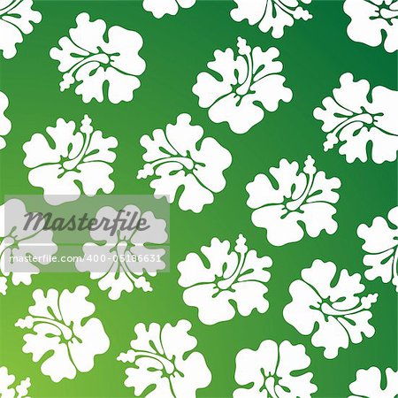A repeating wallpaper pattern - green hibiscus.