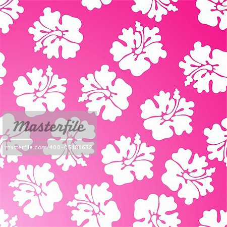 A repeating wallpaper pattern - pink hibiscus.