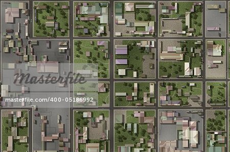 Aerial View of a City Suburb as Art
