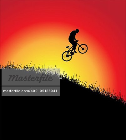 Bicycle frame, sunset, vector illustration