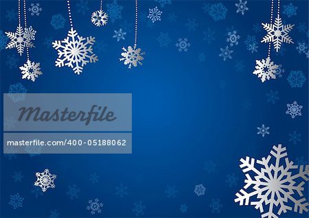 Christmas card illustration, background. Christmas snow. The falling snow. Blue.