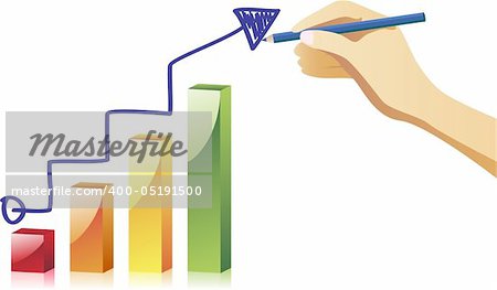 Hand drawing an chart. Vector Image