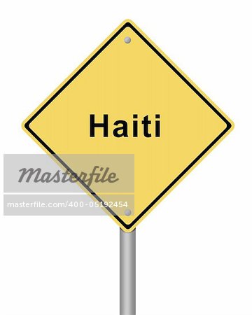 blank yellow Haiti warning sign on white background