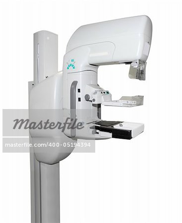 Close up of mammogram machine isolated on white