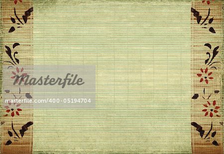 flower and bamboo grunge cream slatted background with text space