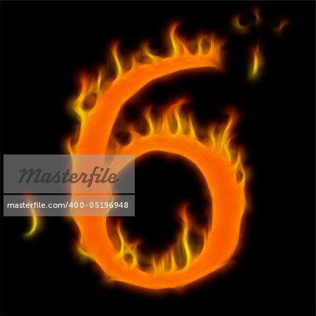 Abstract symbol of alphabet. Flame-simulated on black background.