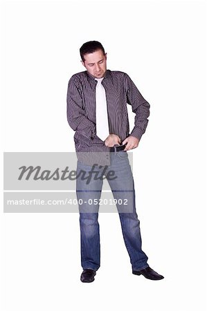 Casual Man Putting His Shirt On Getting Ready - Isolated Background