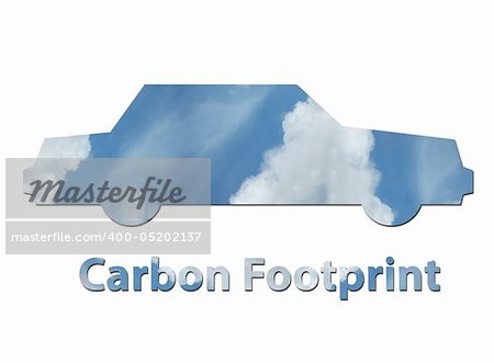 An illustration of a car made up of blue sky to represent environmental issues or carbon footprint.