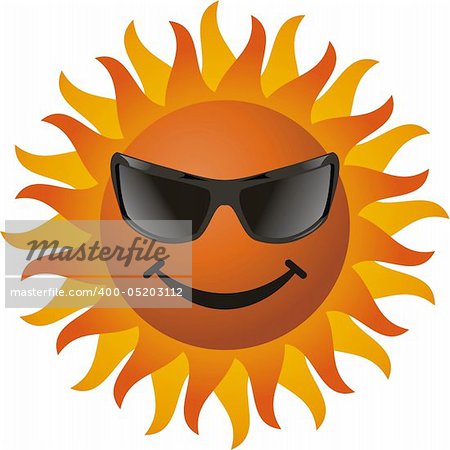 vector smiling sun with glasses