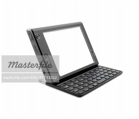 personal digital assistant with empty frame ready for your text isolated on white